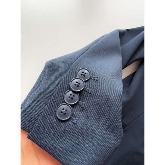 Aritzia TALULA Navy Blue Wool Twill Double Breasted Peak Lapel Blazer, Size 2 - Picture 10 of 15